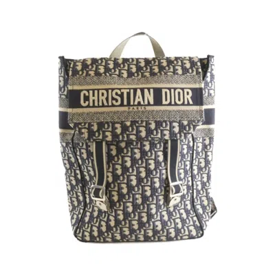 Pre-owned Dior Christian  Beige Brown Navy Canvas Backpack ()