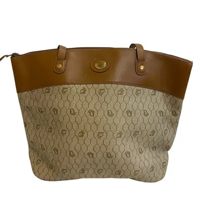 Pre-owned Dior Christian  Beige Brown Pvc Leather Shoulder Bag Tote Bag ()