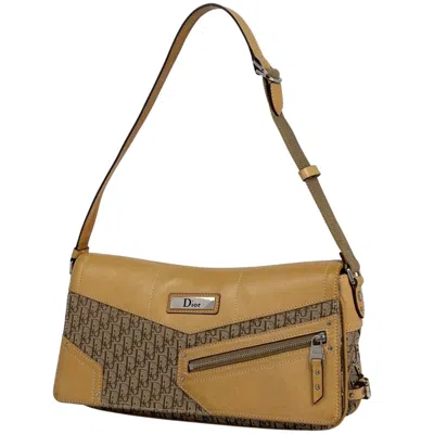 Pre-owned Dior Christian  Beige Brown Trotter Canvas Leather Handbag Shoulder Bag () In Multi