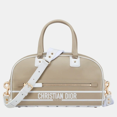 Pre-owned Dior Christian  Beige Calfskin Medium  Vibe Bag