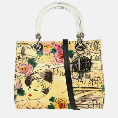 Pre-owned Dior Christian  Beige Canvas Lady  2way Handbag In Sand