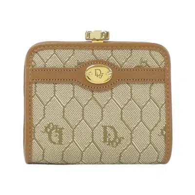 Pre-owned Dior Christian  Beige Coated Canvas Coin Purse/coin Case ()