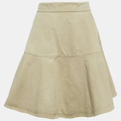 Pre-owned Dior Christian  Beige Cotton Canvas Flared Mini Skirt M In Sand
