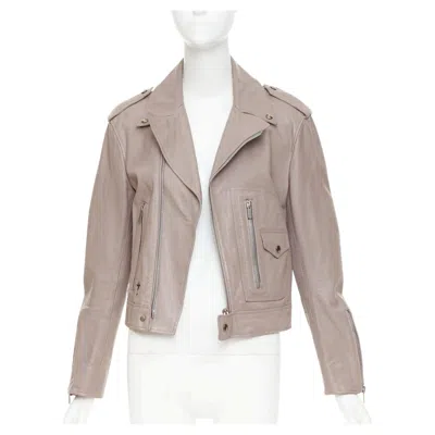 Pre-owned Dior Christian  Beige Goat Leather Handpainted Phoenix Zipped Biker Jacket Fr38 M In Brown