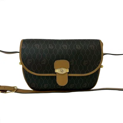 Pre-owned Dior Christian  Beige Gray Leather Pvc Pochette Shoulder Bag ()
