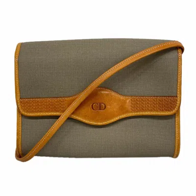 Pre-owned Dior Christian  Beige Gray Leather Pvc Shoulder Bag ()