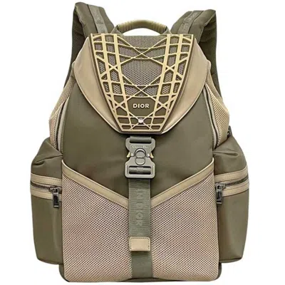 Pre-owned Dior Christian  Beige Khaki Nylon Rubber Leather Backpack () In Beige, Khaki