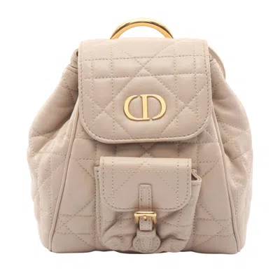Pre-owned Dior Christian  Beige Leather Backpack Handbag () In Sand