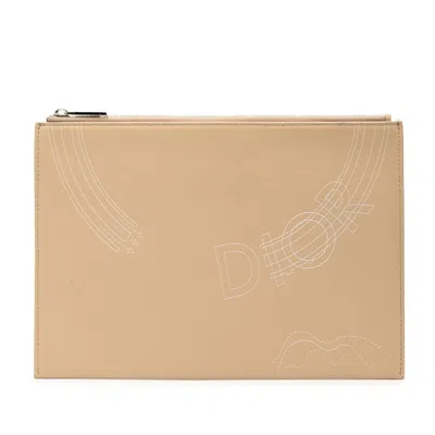 Pre-owned Dior Christian  Beige Leather Clutch Bag () In Sand