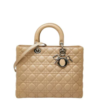 Pre-owned Dior Christian  Beige Leather Handbag Shoulder Bag () In Sand