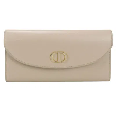 Pre-owned Dior Christian  Beige Leather Long Wallet (bi-fold) () In Sand