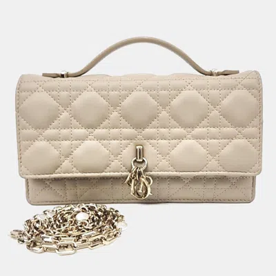 Pre-owned Dior Christian  Beige Leather Miss  Mini Bag