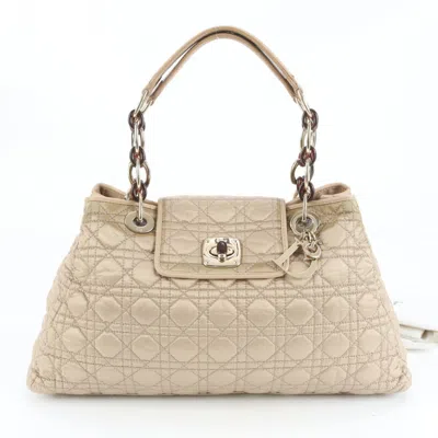 Pre-owned Dior Christian  Beige Leather Nylon Shoulder Bag () In Sand