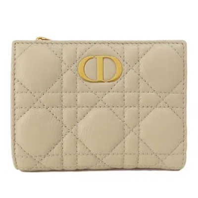 Pre-owned Dior Christian  Beige Leather Wallet (bi-fold) () In Sand