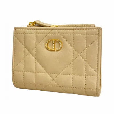 Pre-owned Dior Christian  Beige Leather Wallet (bi-fold) () In Sand