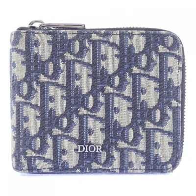 Pre-owned Dior Christian  Beige Navy Bill Wallet (bi-fold) () In Beige, Navy