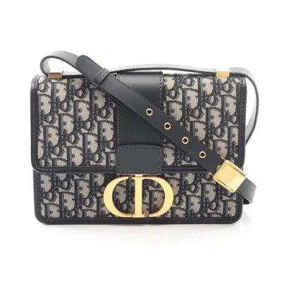 Pre-owned Dior Christian  Beige Navy Canvas Leather Handbag Shoulder Bag () In Multi