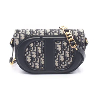 Pre-owned Dior Christian  Beige Navy Canvas Leather Shoulder Bag () In Multi