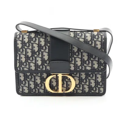 Pre-owned Dior Christian  Beige Navy Canvas Leather Shoulder Bag () In Multi