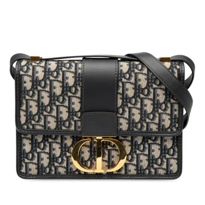 Pre-owned Dior Christian  Beige Navy Canvas Leather Shoulder Bag () In Multi