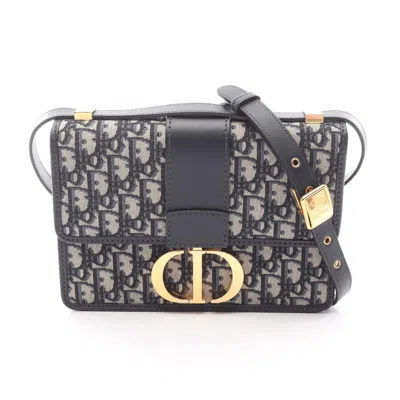 Pre-owned Dior Christian  Beige Navy Canvas Leather Shoulder Bag () In Multi