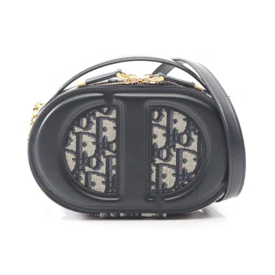 Pre-owned Dior Christian  Beige Navy Canvas Leather Shoulder Bag () In Multi