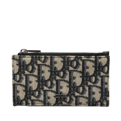 Pre-owned Dior Christian  Beige Navy Jacquard Coin Purse/coin Case () In Beige, Navy