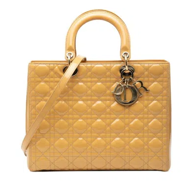 Pre-owned Dior Christian  Beige Patent Leather Handbag Shoulder Bag () In Sand