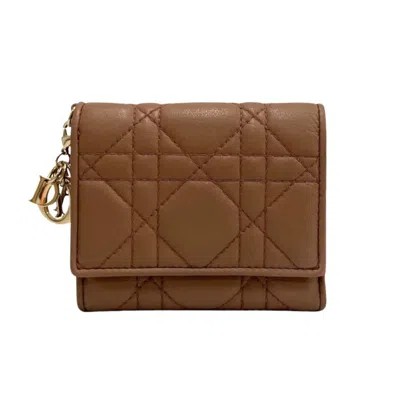 Pre-owned Dior Christian  Beige Pink Leather Wallet (tri-fold) () In Beige, Pink
