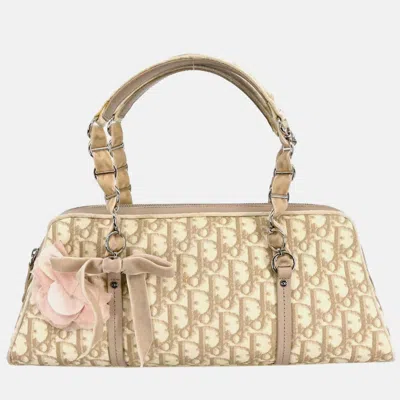 Pre-owned Dior Christian  Beige Pvc Romanttic Trotter Handbag In Sand