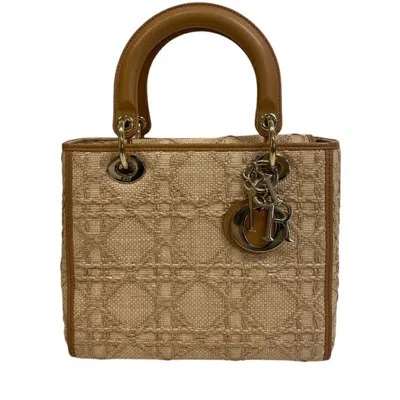 Pre-owned Dior Christian  Beige Raffia Leather Shoulder Bag () In Sand