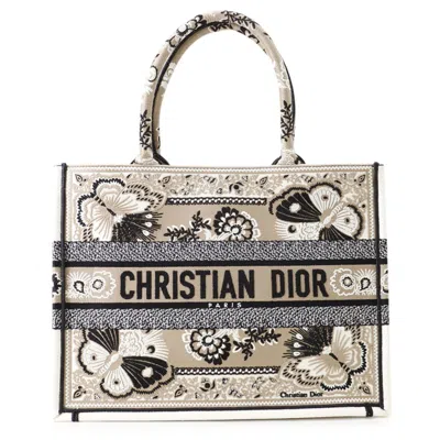 Pre-owned Dior Christian  Beige White Canvas Tote Bag () In Multi
