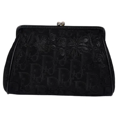 Pre-owned Dior Christian  Black 2005 Floral Oblique Canvas Frame Clutch Bag