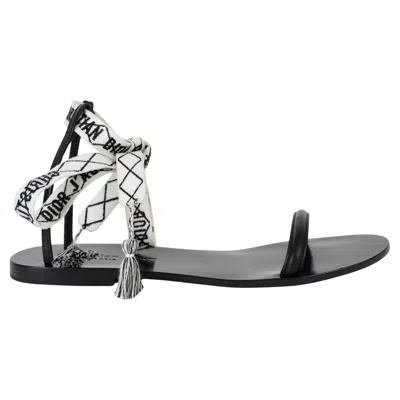 Pre-owned Dior Christian  Black & White J'a It Flat Ankle Strap Sandals Shoes 38.5