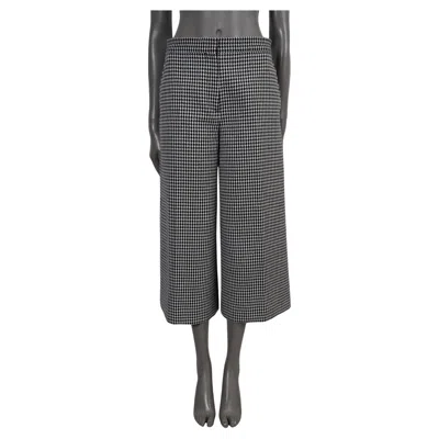 Pre-owned Dior Christian  Black & White Wool 2019 Houndstooth Culottes Pants 38 S