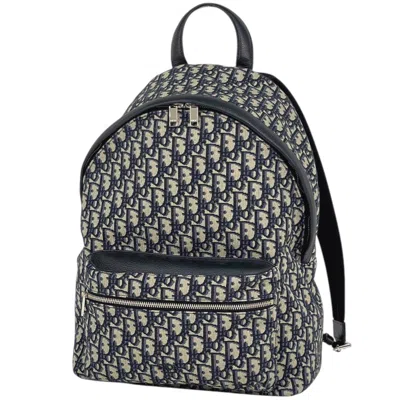 Pre-owned Dior Christian  Black Blue Canvas Leather Backpack () In Multi