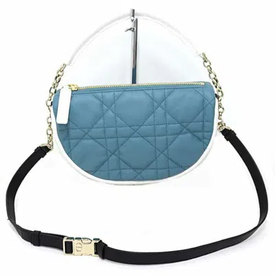 Pre-owned Dior Christian  Black Blue White Leather Shoulder Bag () In Multi