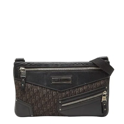 Pre-owned Dior Christian  Black Brown Canvas Leather Shoulder Bag () In Multi