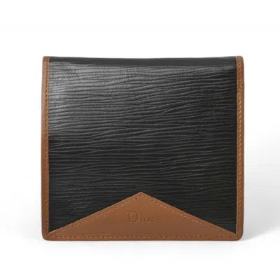 Pre-owned Dior Christian  Black Brown Leather Wallet (bi-fold) () In Black, Brown