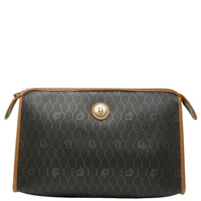 Pre-owned Dior Christian  Black Brown Pvc Leather Clutch Bag () In Multi