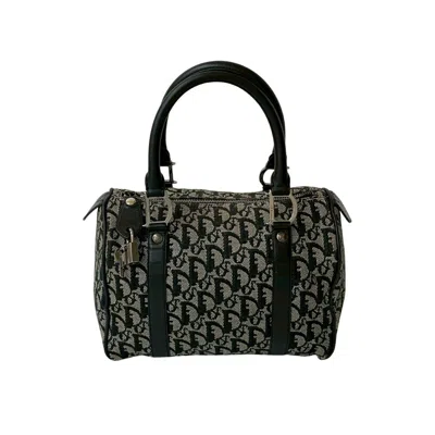 Pre-owned Dior Christian  Black Canvas Leather Boston Bag Handbag ()