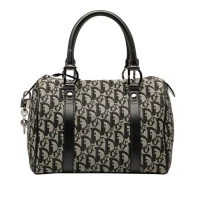 Pre-owned Dior Christian  Black Canvas Leather Boston Bag Handbag ()