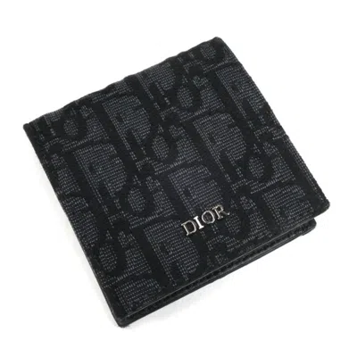 Pre-owned Dior Christian  Black Canvas Leather Coin Purse/coin Case ()