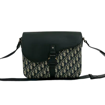 Pre-owned Dior Christian  Black Canvas Leather Messenger Bag Shoulder Bag ()