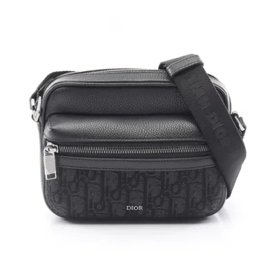 Pre-owned Dior Christian  Black Canvas Leather Messenger Bag Shoulder Bag ()
