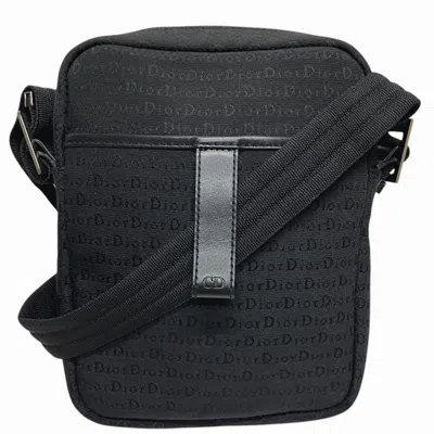 Pre-owned Dior Christian  Black Canvas Leather Pochette Shoulder Bag ()