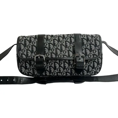 Pre-owned Dior Christian  Black Canvas Leather Pochette Shoulder Bag ()