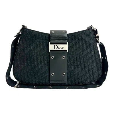 Pre-owned Dior Christian  Black Canvas Leather Pochette Shoulder Bag ()