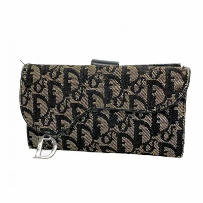Pre-owned Dior Christian  Black Canvas Long Wallet (bi-fold) ()