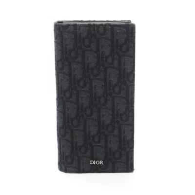Pre-owned Dior Christian  Black Canvas Long Wallet (bi-fold) ()